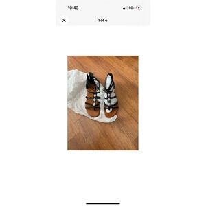 Mayari Womens Black Gladiator Sandals Studded Heart Strappy Back‎ Zip Flat 7M